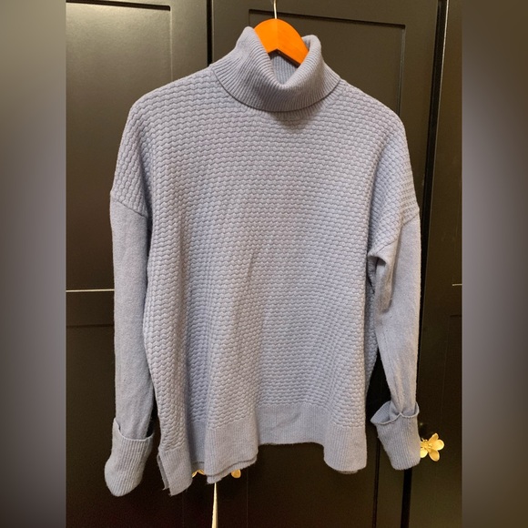 Cynthia Rowley Blue Turtleneck Sweater, merino wool,XL,cozy knits,Scandigirl - Picture 1 of 5